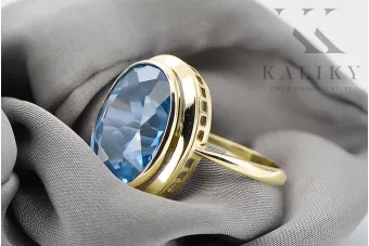 Кольцо Аквамарин 14-кв Желтое золото Винтаж изделия vrc285y